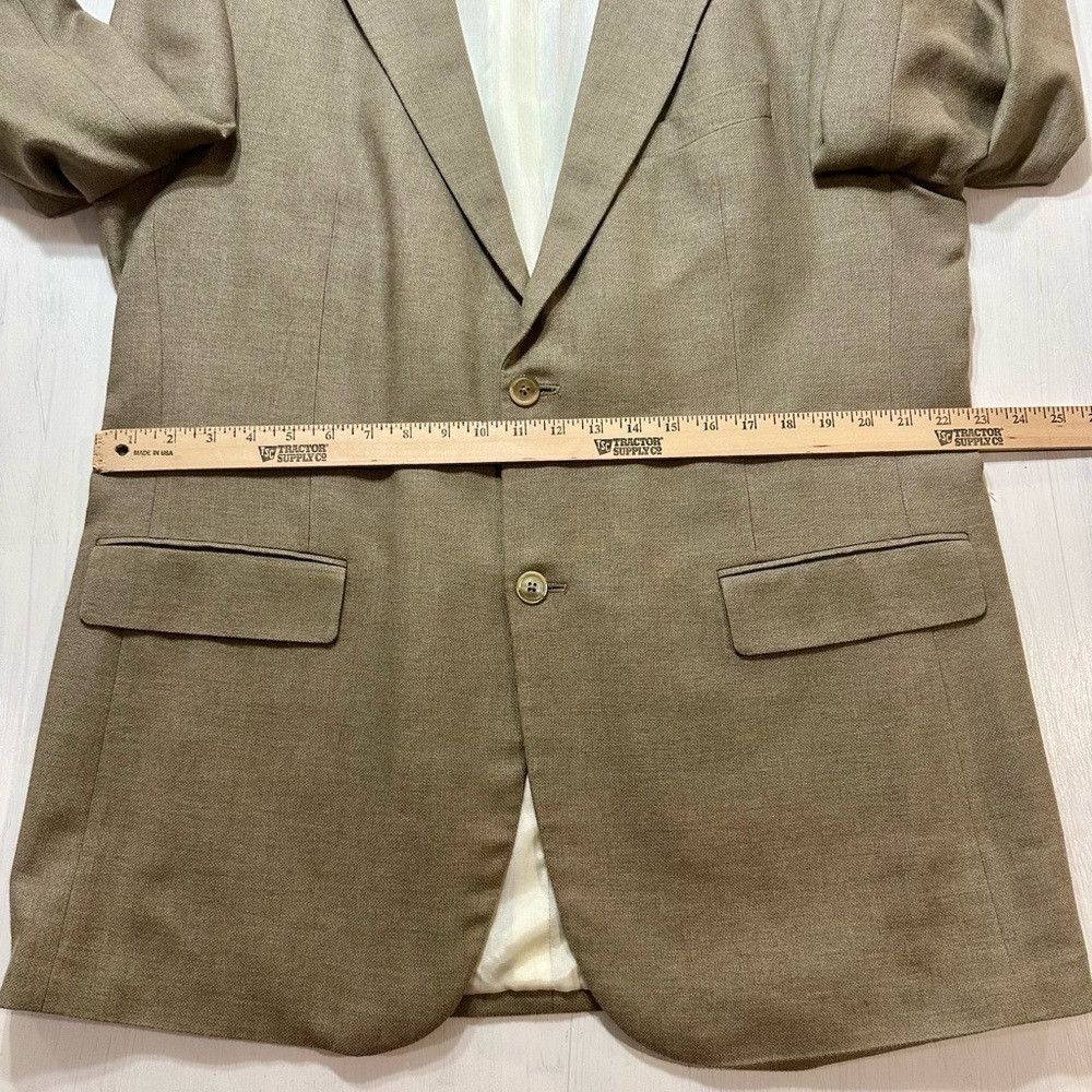 Oscar de la Renta Blazer 46L Tan Silk Wool Blend Two Button Sport Coat Jacket - Picture 3 of 10